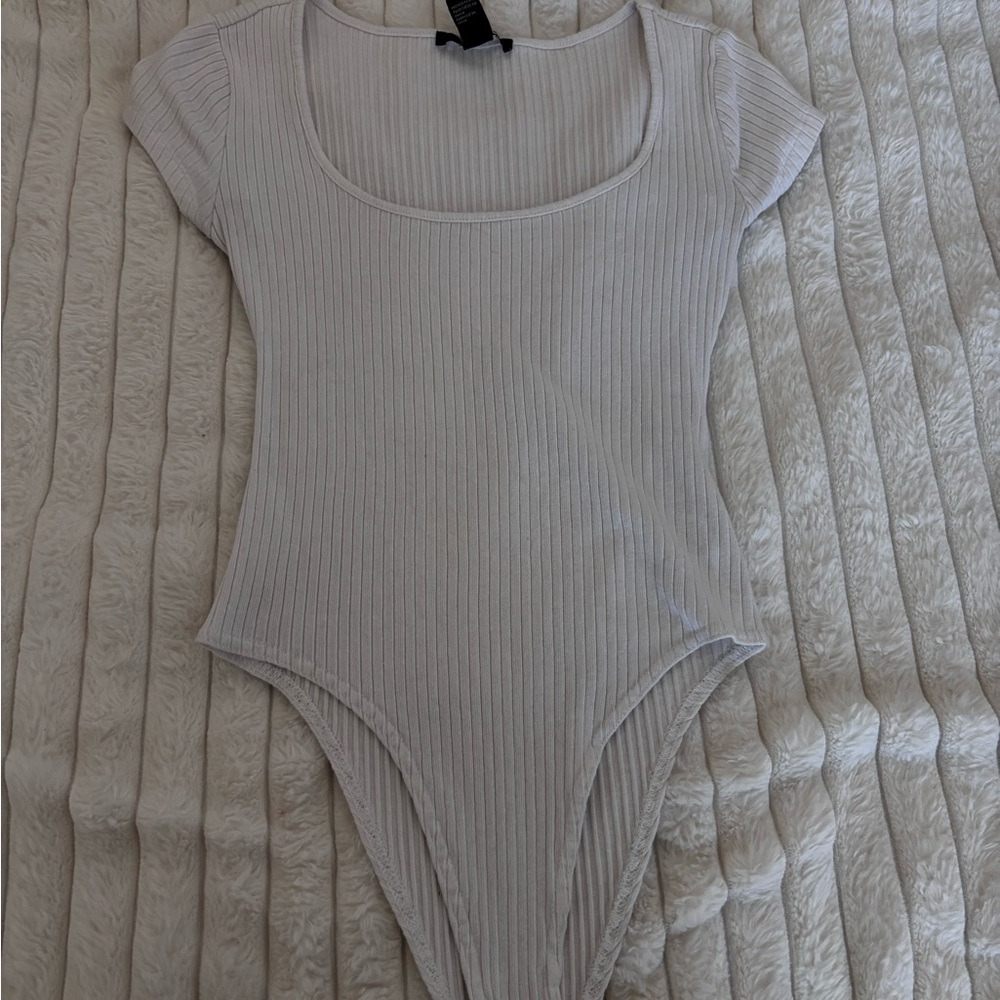 Forever 21 Ribbed White Bodysuit